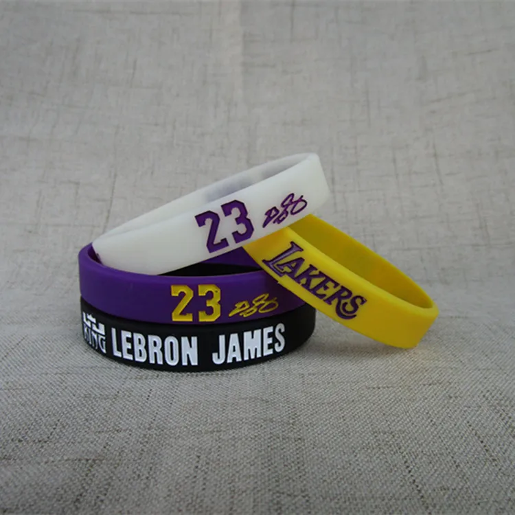 

Basketball star lakers James glow-in-the-dark sports silicone bracelet, Multicolor
