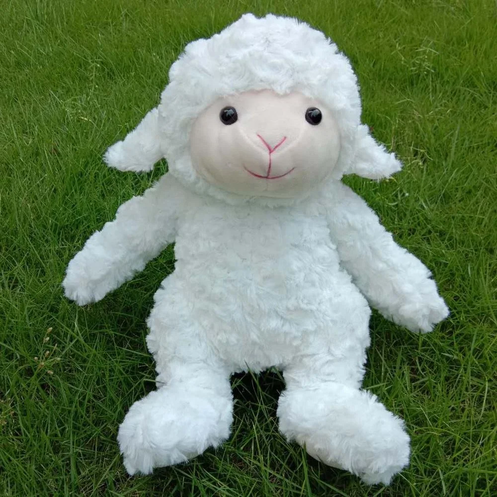 批发30厘米可爱的白色毛绒羔羊玩具软婴儿绵羊玩具