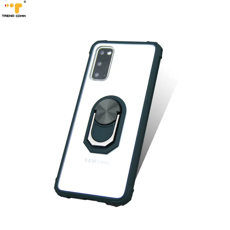 

Transparent TPU+PC Clear Bumper Cover Ring Phone Case For Samsung S20, 4 colors