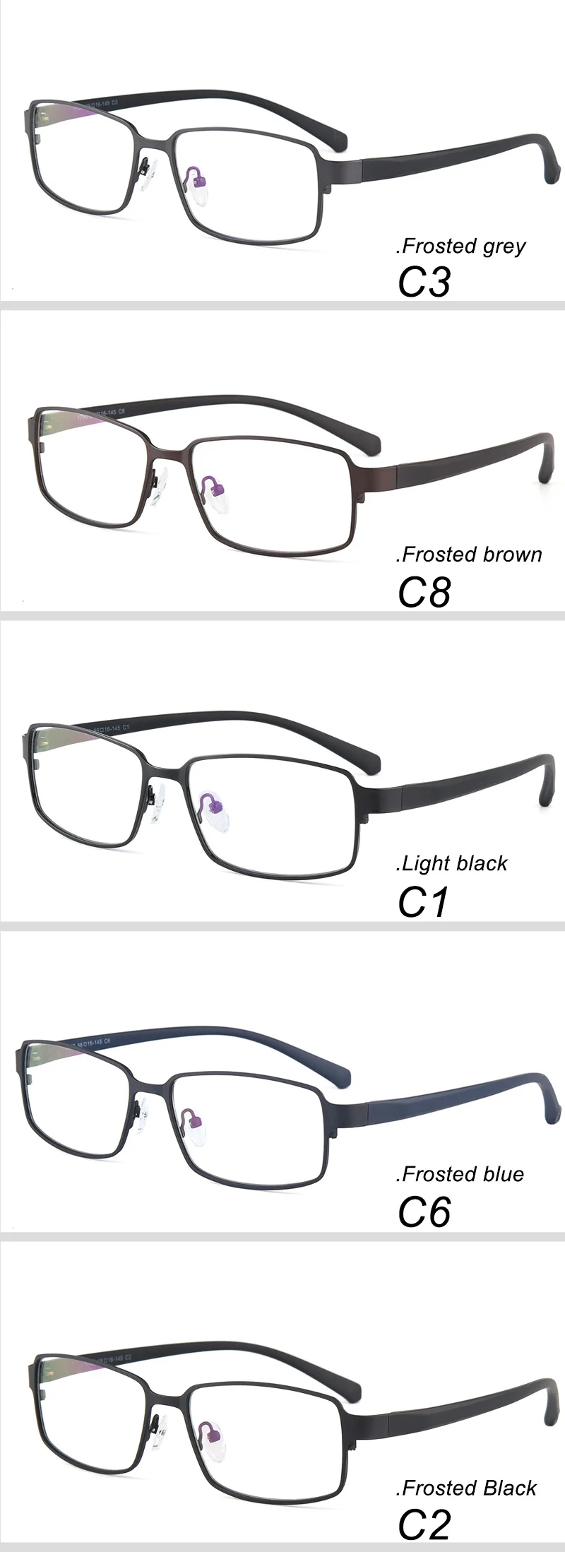 Cash Sale Business Stainless Steel Material Rectangle Glasses Frame