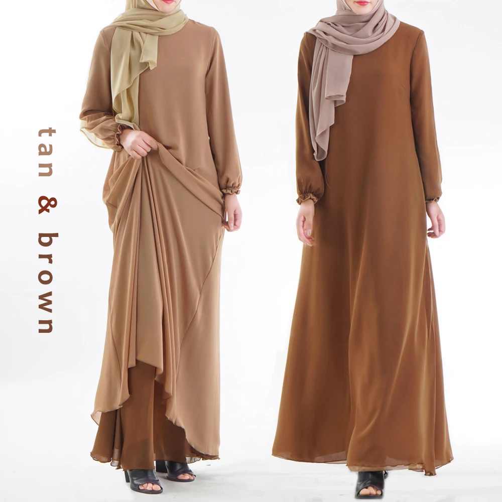 

wholesale chiffon ladies abaya latest models moroccan Wear both sides muslim long sleeve maxi dress, Picture