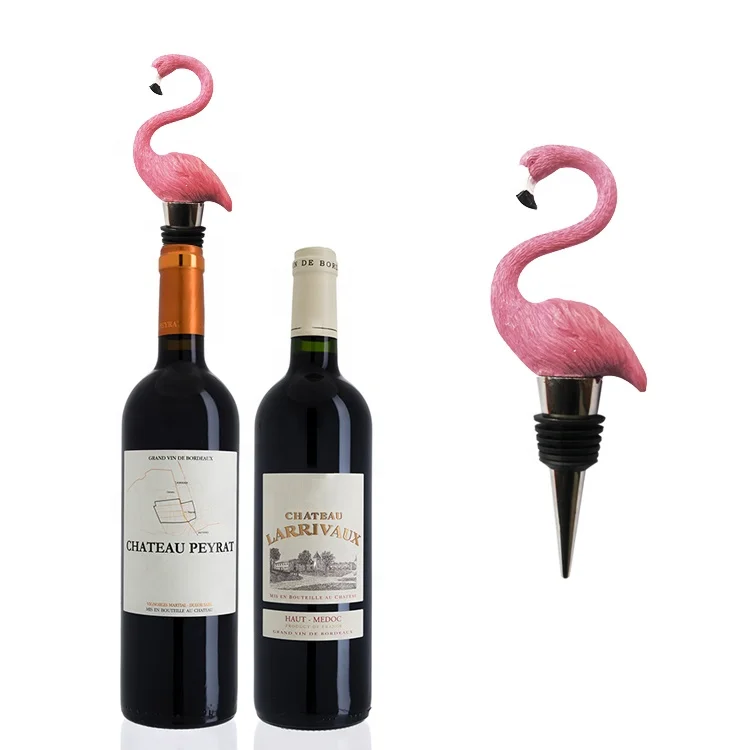 

New product ideas 2020 high quality novelty custom flamingo wine stopper, Red , hot pink , light pink