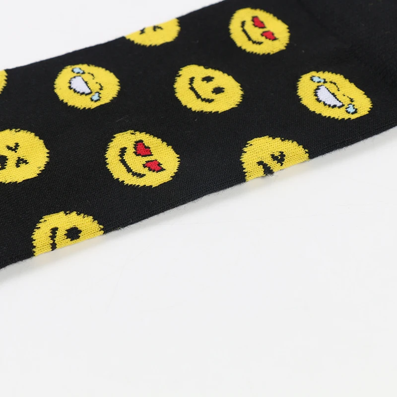 

Wholesale Fashion Funny Bamboo Fiber Cute Cartoon Knit Men Happy Smile Socks, Black