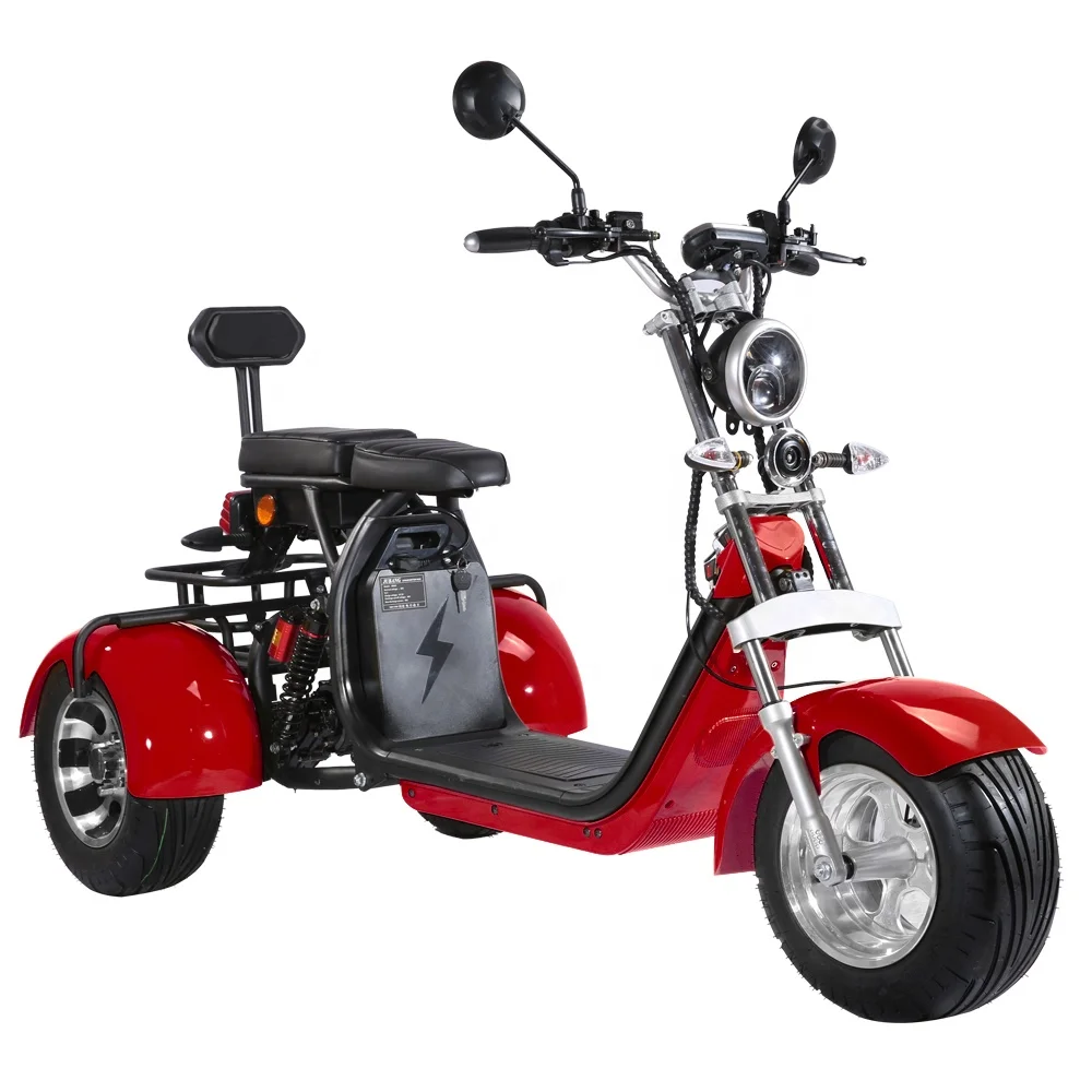 

EEC COC Fat Tire Trike 3 Wheel Chopper City coco Scooters 40A Electric CityCoco with Basket in Europe Warehouse Stock, Black