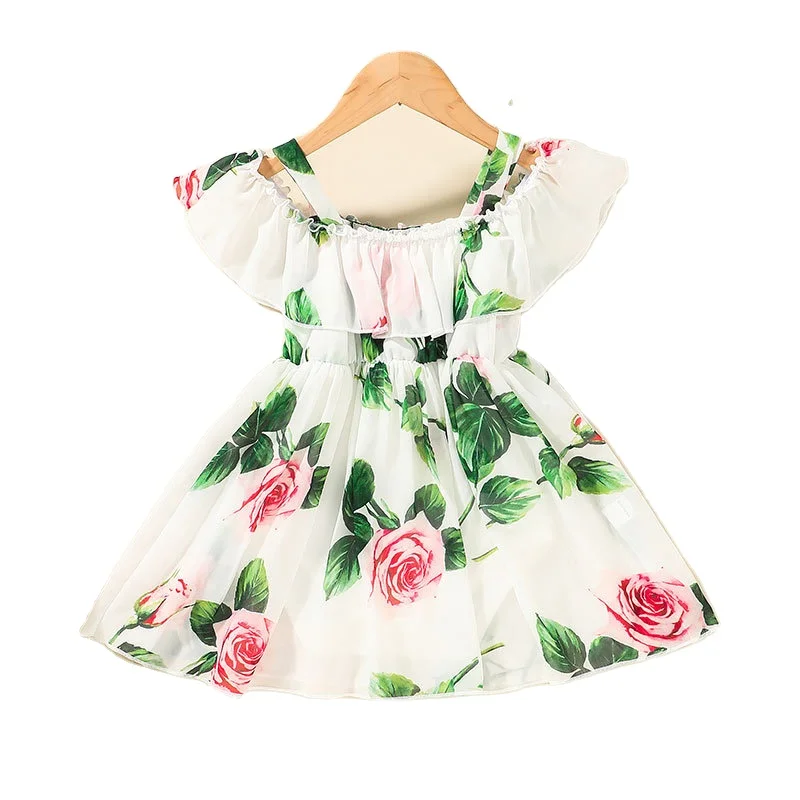 

Wholesale Baby girls dress designs summer infant toddler girls froal skirt cotton lovely dresses, White