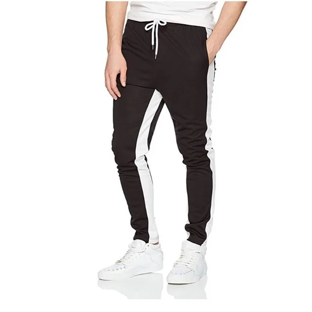 

custom logo Street style polyester track pants elastic waist band side tape wind men joggers pants