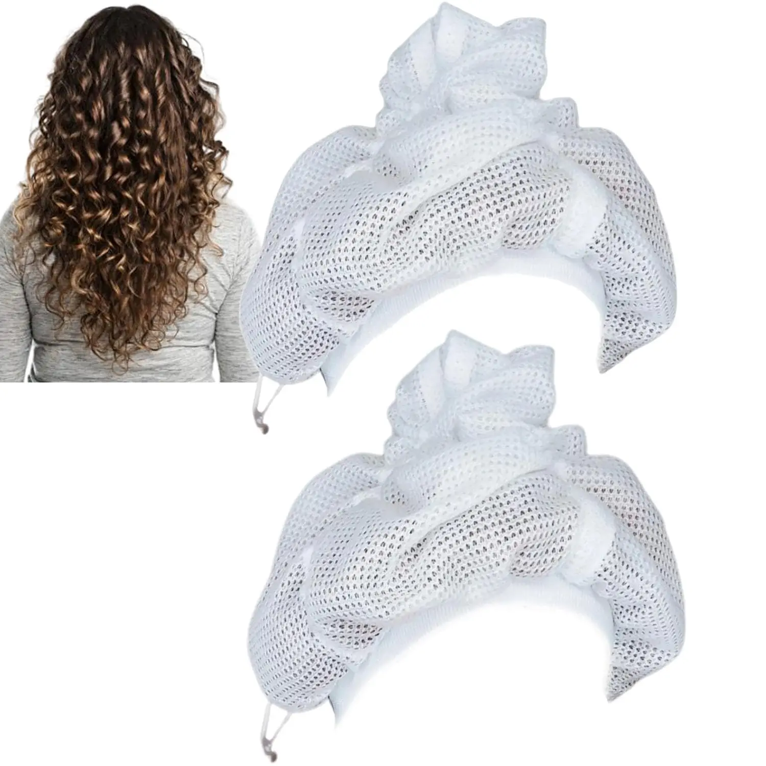 

2024 New Adjustable Net Plopping Bonnet Blowdrying Long Hair style Upgraded Net Plopping Cap For Drying Curly Hair
