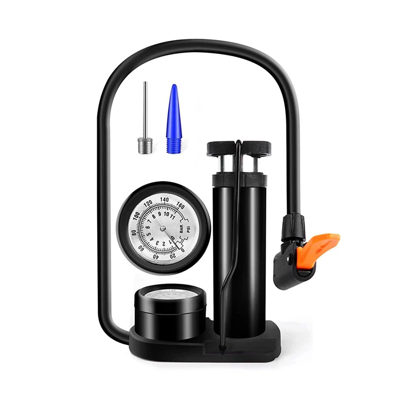 

Functional Home Use Pedal Pump Air Hose MTB Manual Bike Tire Inflator Pump High Pressure Bicycle Accessories, Black