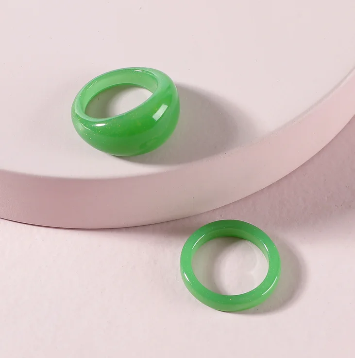 

2pcs Wholesale colorful fashion cheap transparent hollow out acetate acrylic resin rings