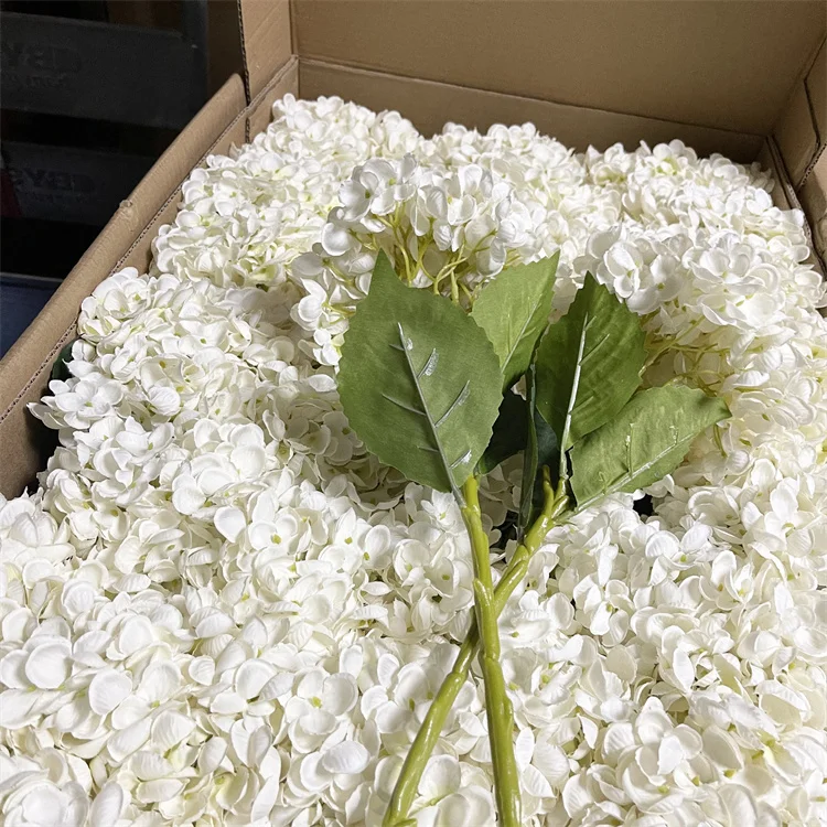 

QSLH-K061 Artificial Hydrangea Flowers Single Head Silk Hydrangea Wedding Centerpieces Floral Home Decoration White Hydrangea