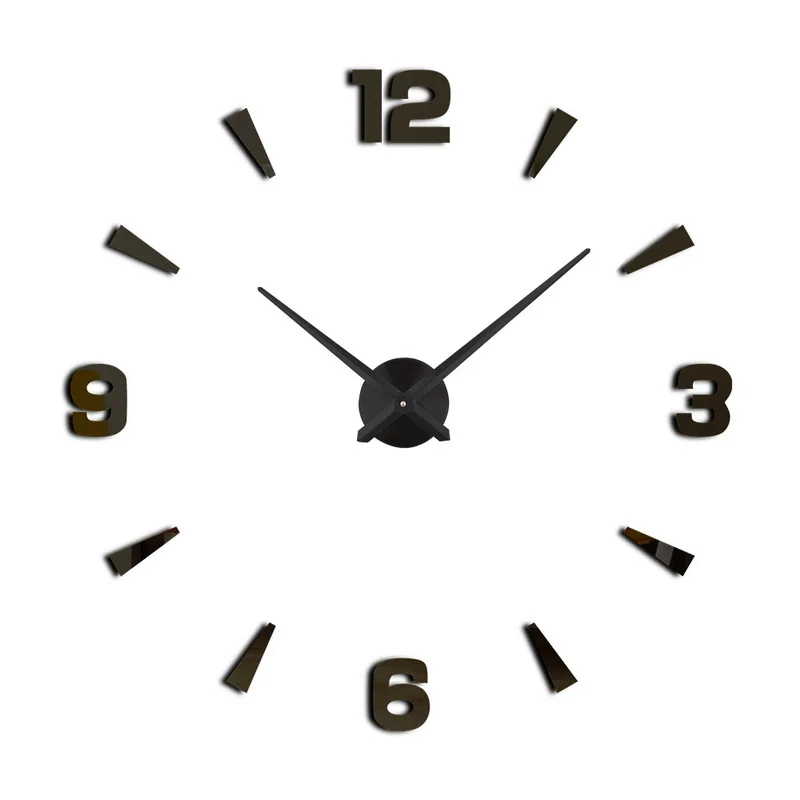 

DIY 3D Frameless Wall Clock Acrylic Mirror Sticker Clocks for Home Decor, Silver;black;gold