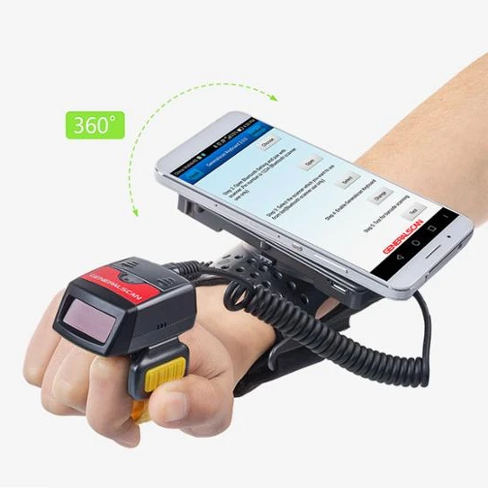 

Generalscan Wrist Mounted Barcode Scanner with Display Finger Barcode Scanner for Android/IOS GS WT 1000-HP