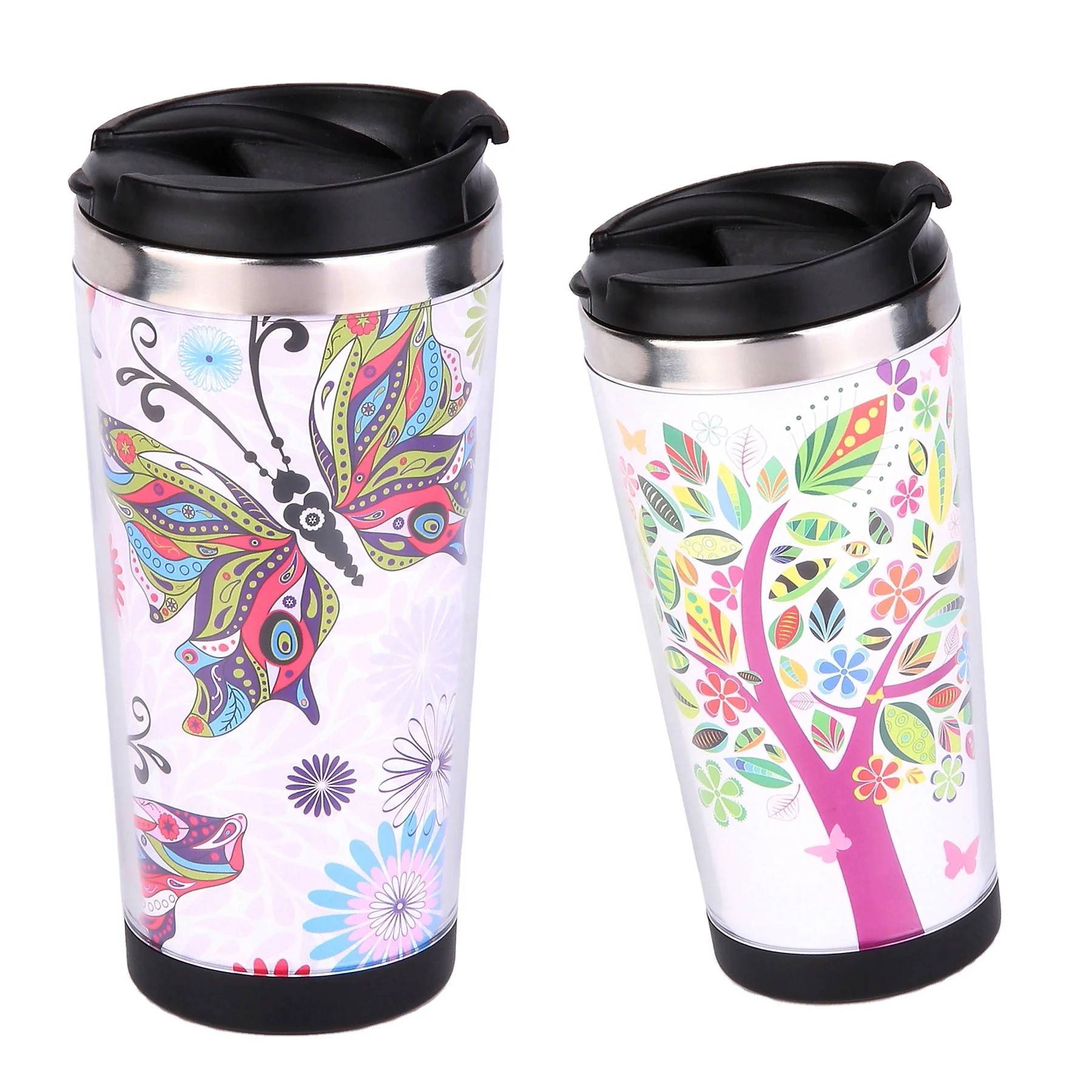 

16oz double wall stainless steel tumbler travel mug with DIY custom paper insert