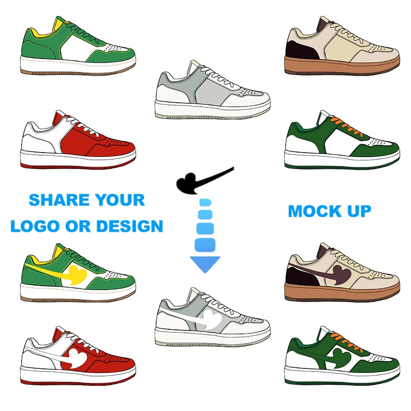

Custom Design Logo Air Brand Fashion White Force 1 Rubber Sole Sneakers Men Walking Shoes Custom, Customized color