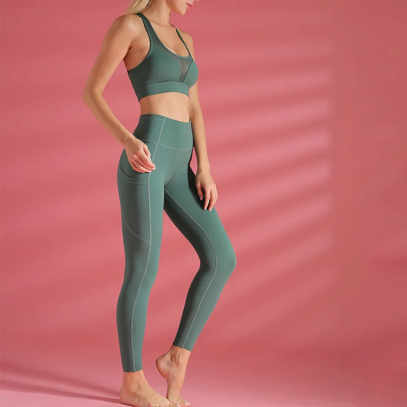 
Women High Quality Fitness High Waist Tights Sport Seamless Leggings with pocket 