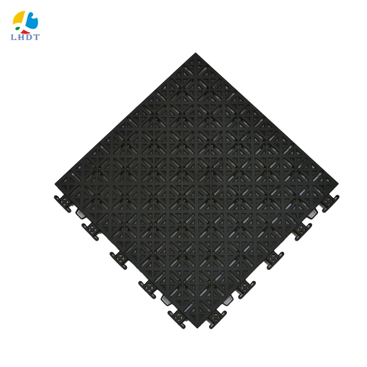 

Linghan sports cheap interlocking suspended plastic tiles high quality decking floor with cbuffer, 12 colors