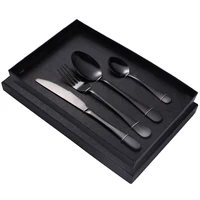 

Gift Set 4pcs Fork Knife Spoon Restaurant Party Tableware Eating Utensils Black Flatware Silverware Set