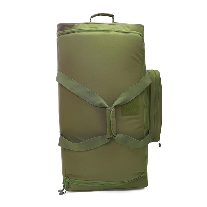 

Solid green Large Capacity removable Sport Traveling Camping Rolling Deployment Bag Wheeled Military Suitcase Duffel Bag