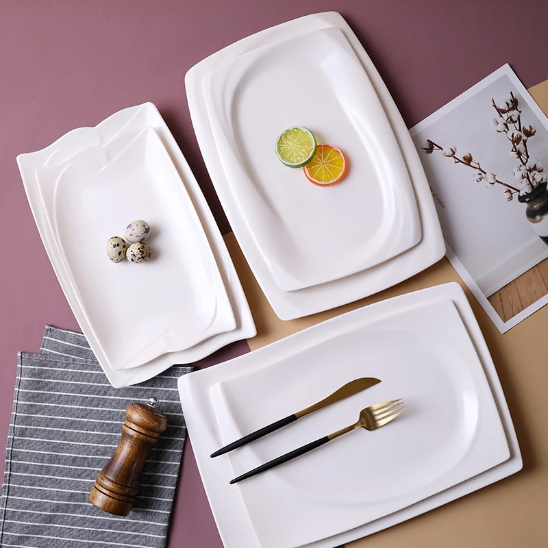 

Rectangle Serving Plates White Rectangular Serving Platter Sushi Plate plastic melamine Platters Set
