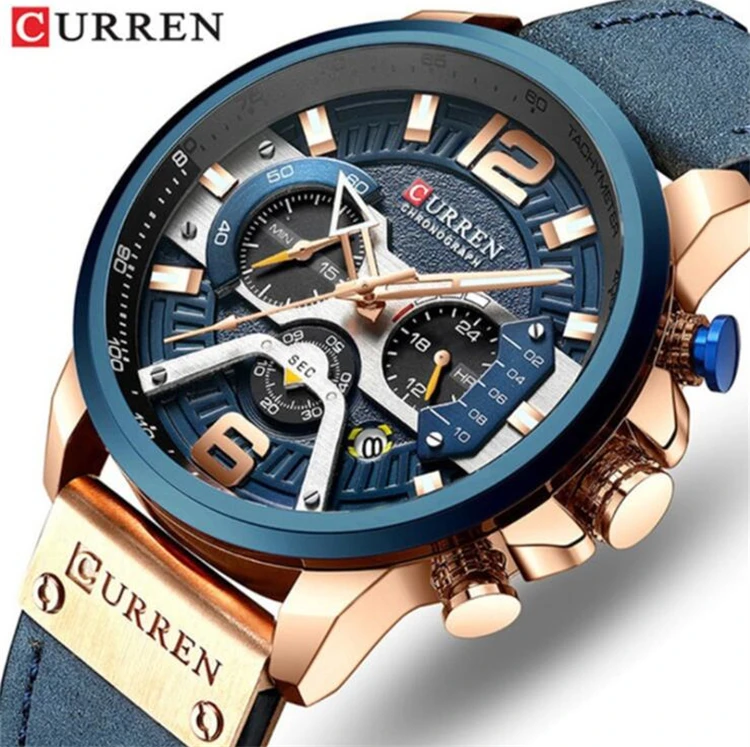 

CURREN Leather Bands Chronograph Tourbillon Luxury Watches Wholesale Brand Designers Skeleton Quartz Wrist Watch For Men 2021, As show / custom colors