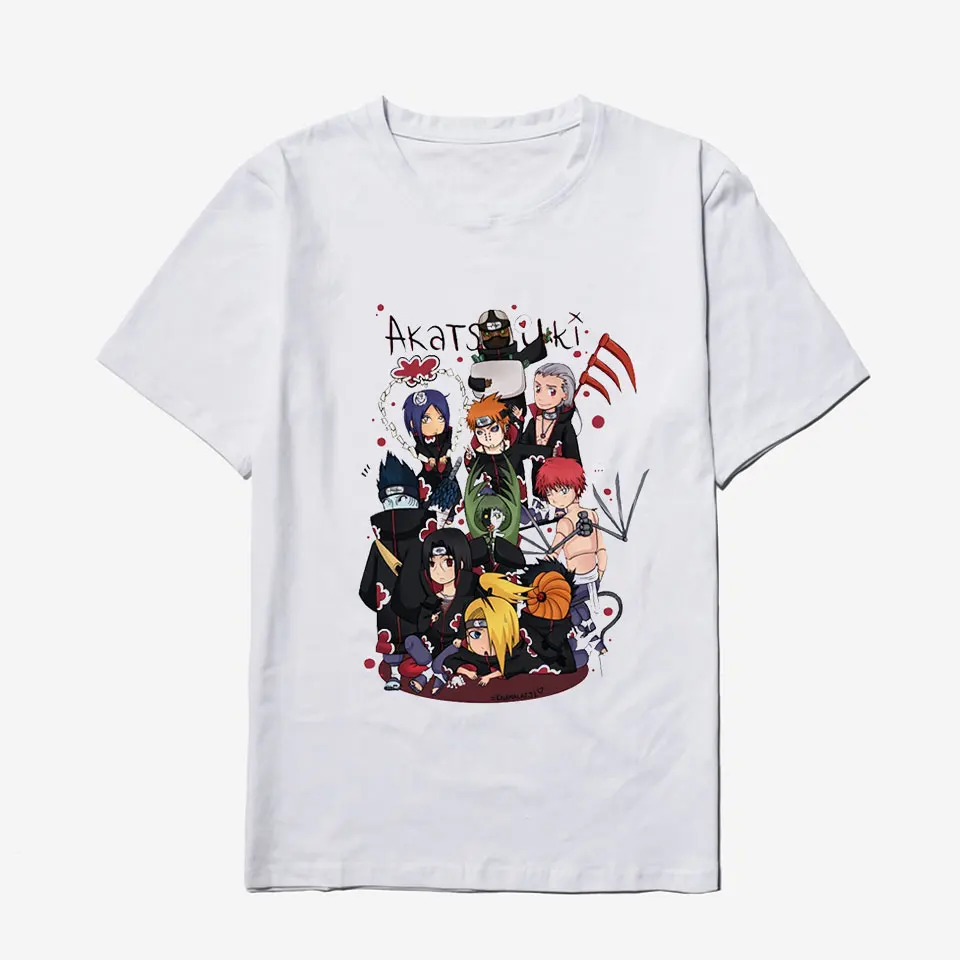 

Wholesale New Fashion Anime Akatsuki Naruto Mens Tshirts Summer Cool Hipster Harajuku Hip Hop White T Shirt Men Cotton