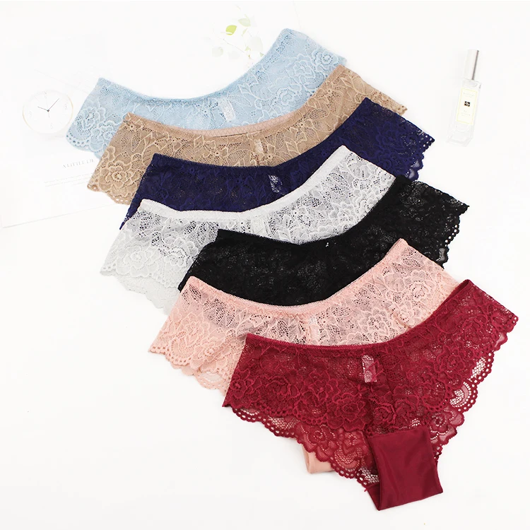 

wholesale cheap high quality Breathable comfort middle waist cotton underwear Ladies' lace panties, Mixed color outfit