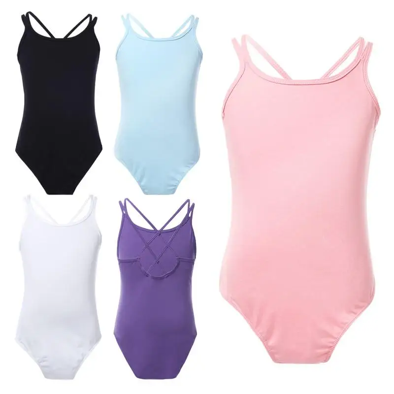 

Wholesale Girls Gymnastics Bodysuit Double Straps Cirss Cross Back Dance Workout Ballet Leotard