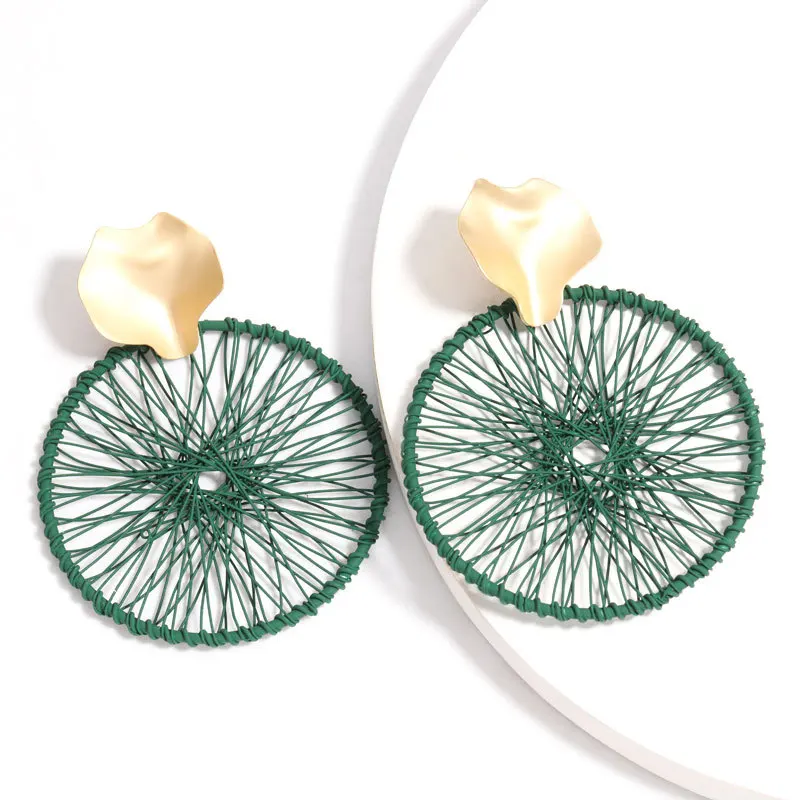 

Personalized Gold Plated Ear Stud Ethnic Dreamcatcher Earrings Color Dreamcatcher Drop Earrings, As picture show