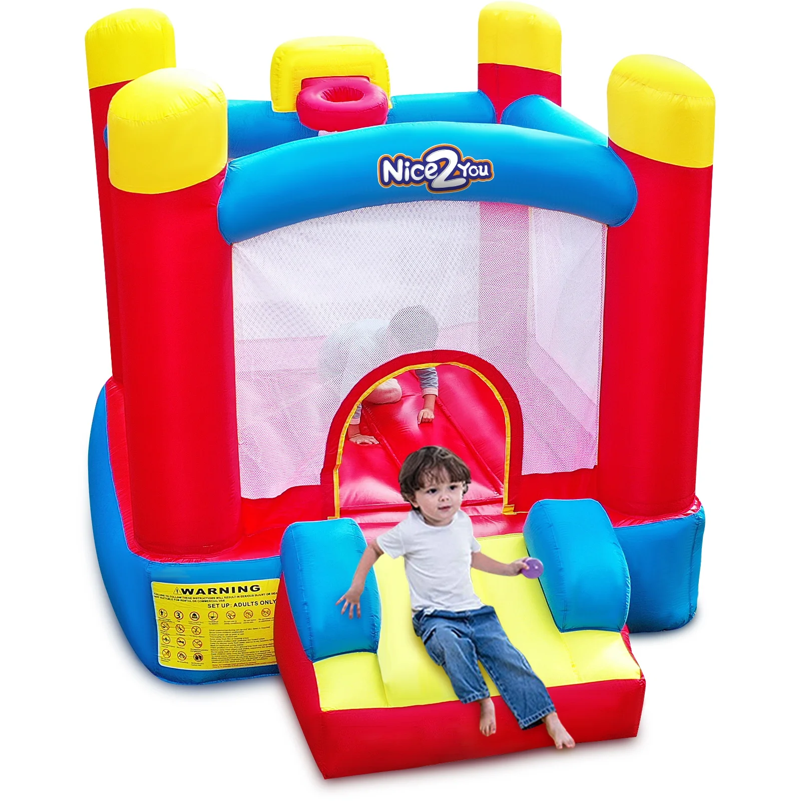

Nice2you Bounce House Inflatable Bouncer House with Ball Basket for Kids, As pictures show