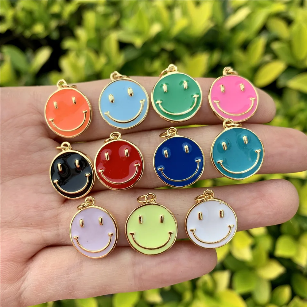 

LS-A3397 luxury colorful beautiful enamel charm for necklace jewelry making accessory,fashion smile face charm pendant, Multi