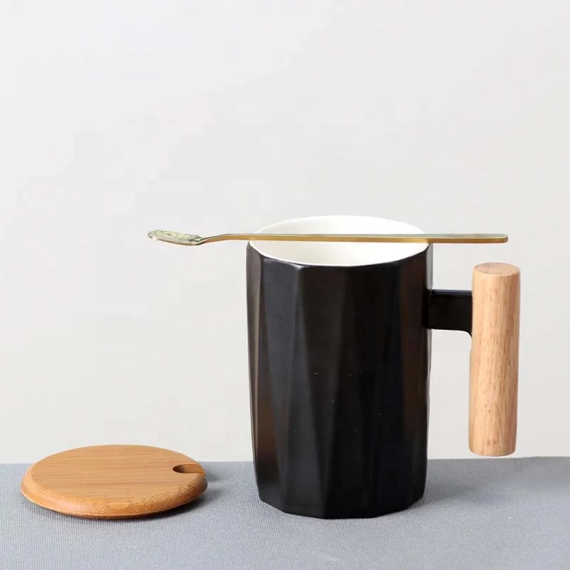 

YIDING 12 oz Ceramic coffee mug cup Blank custom personalized bamboo ceramic mugs ceramic coffee mug with lid, As is or customized