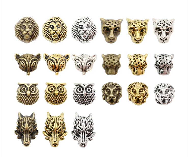 

alloy metal animal spacer beads wolf lion head owl fox custom metal space beads for jewelry making cheap space beads in stocks