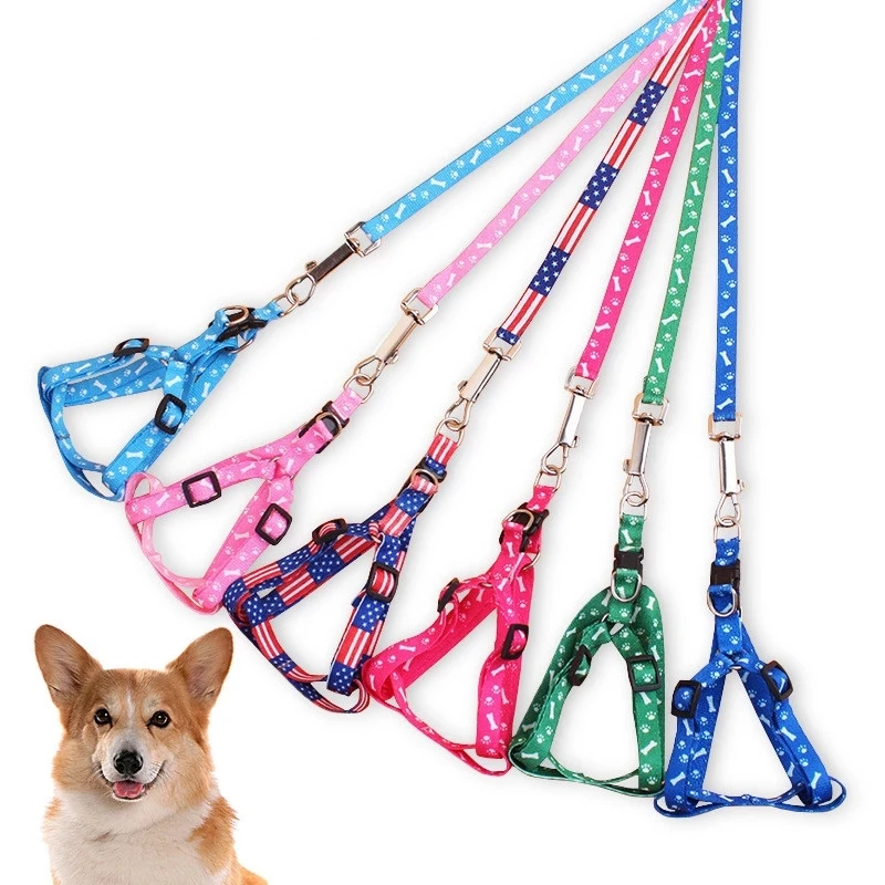 

2021 Adjustable Collar Pet dog Nylon Rope Dog Harness with Leash Pet Accessories, Available colors website