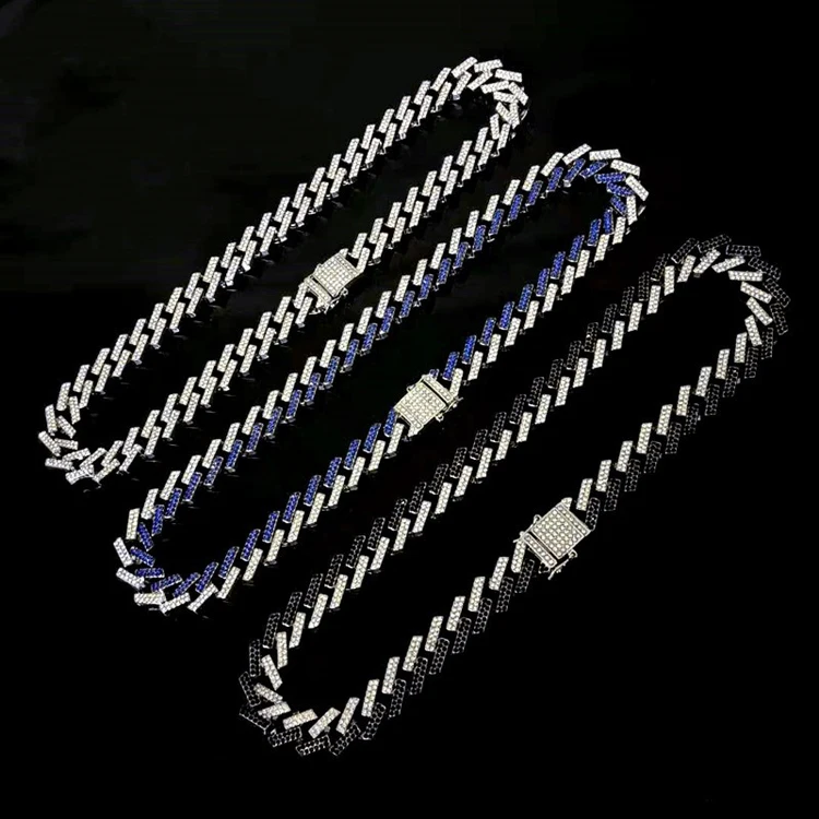 

Wholesale Jewelry 12mm Diamond Two Color Cuban Link Chain Ice Necklace
