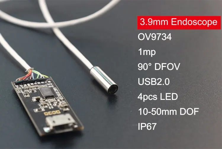 3.9mm 720p Mini Endoscope Camera Module Ov9734 Usb For Medical