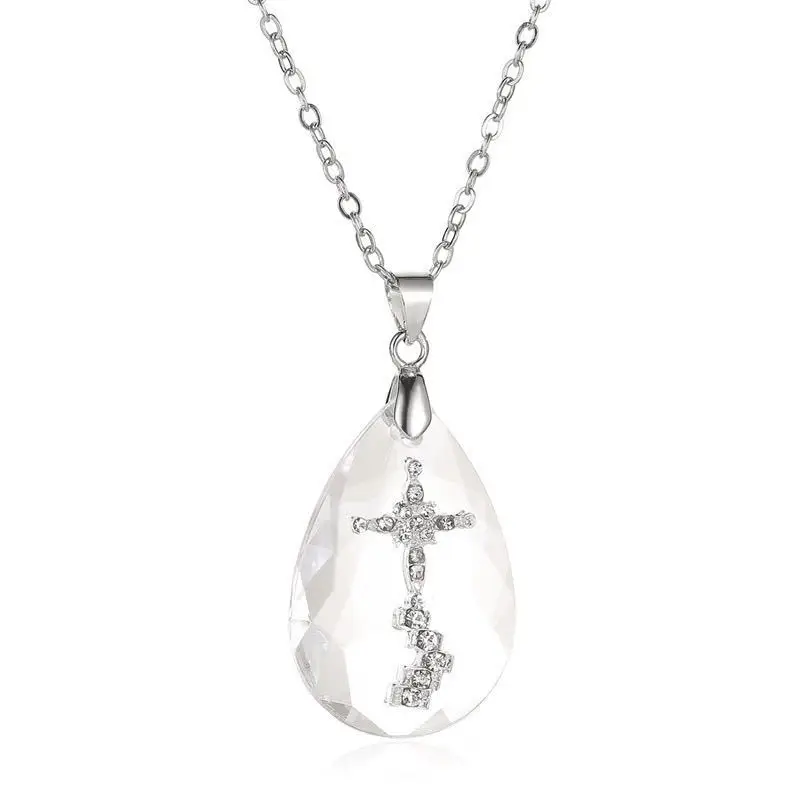 

Crystal cross necklace temperament drop pendant item men's and women's necklace accessories