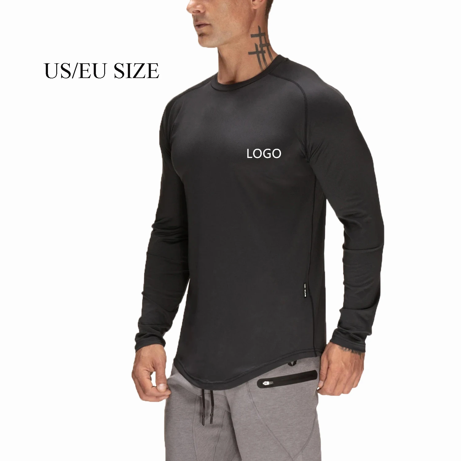 

Top Quality Printing Cotton Gym Fitness Slim Fit Full Raglan Long Sleeve T-shirt For Mens, Customer required