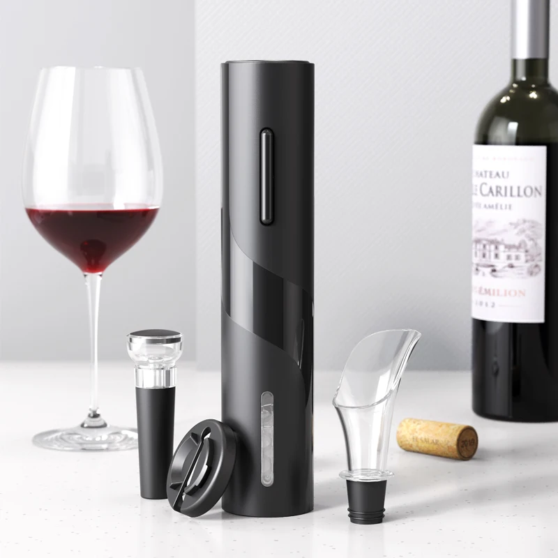 

4 In 1 Electric Wine Bottle Opener Automatic Bar Kitchen Accessory Tool Kit Gift Set With Foil Cutter Wine Stopper Preserver