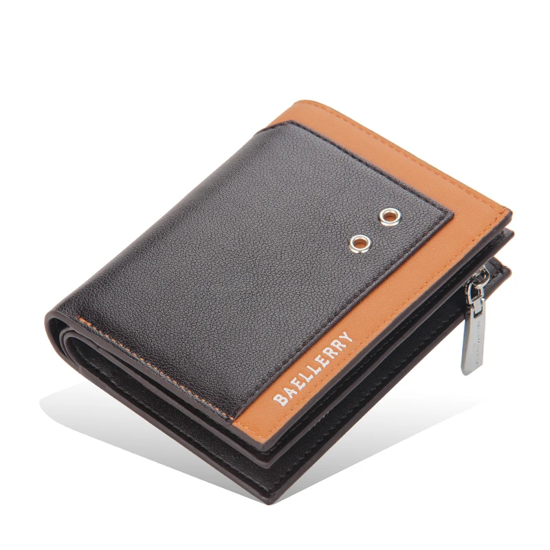 

Baellerry In Stock Wholesale Fashion Style PU Leather Men's Short Card Wallets with Hasp,Female Coin Purse Card Holder Case, Brown,black,letter