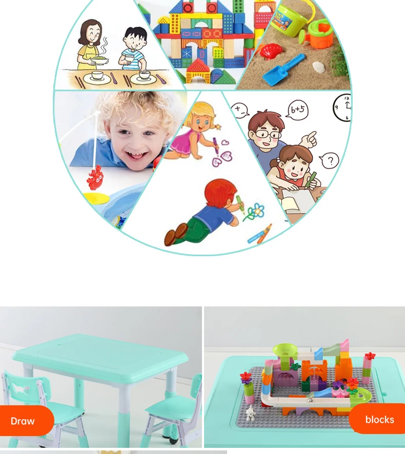 Children's building block table studay table and play fun toy table and chair