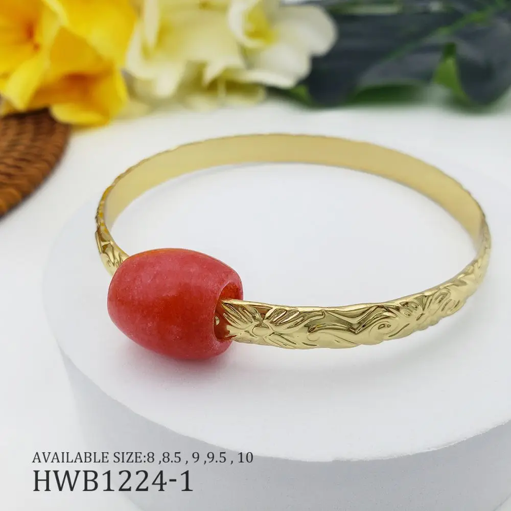 

Fast delivery hawaiian 14K gold plated cooper jade bracelet accessories bracelet, 4 colors