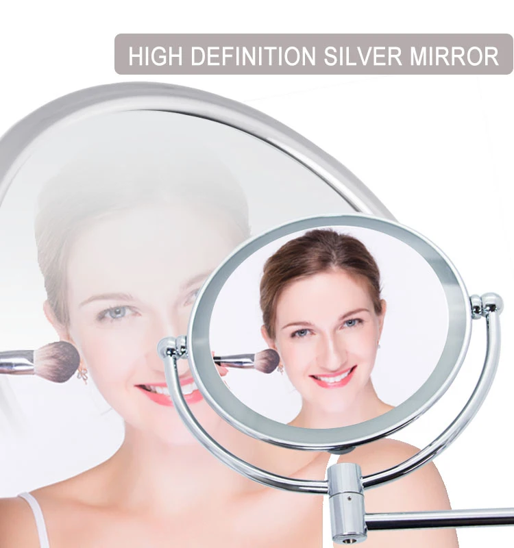 led double side  cosmetic wall Mirror shaving 1X 5X bathroom mirror