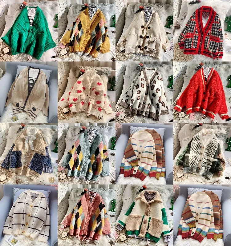 

2021 new women's sweater cardigan foreign trade Korean women's sweater coat wholesale, Customized color