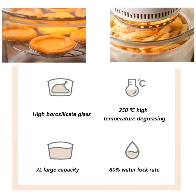 
2020 New Design Adjustable Thermostat Control Non-Stick Cooking Surface Oil Free 7L Air Fryer For Home 