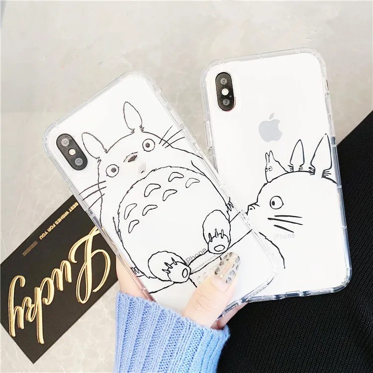 

Transparent Cute Cartoon Totoro Phone Case For iPhone 12 11 7 8 Plus X XR 11Pro XS Max Soft TPU Cover Customizable pattern