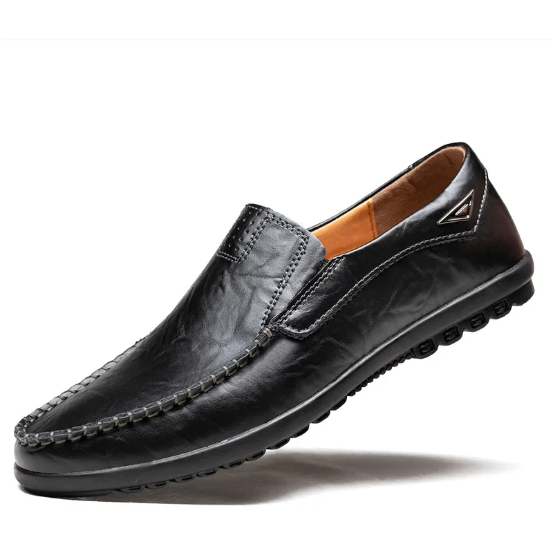 

Factory Wholesale Customizable Logo Casual Cheap Price Slip-on Pu Leather Men Shoes Loafers, Black brwon