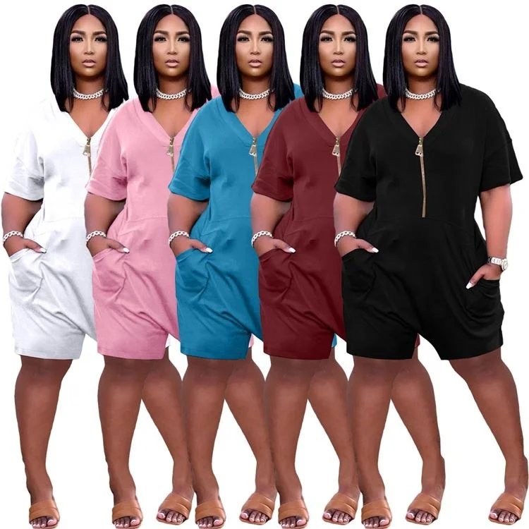 

Women One Piece Jumpsuits Short Sleeve Loose Summer Casual Lady Home Wear Rompers, Picture