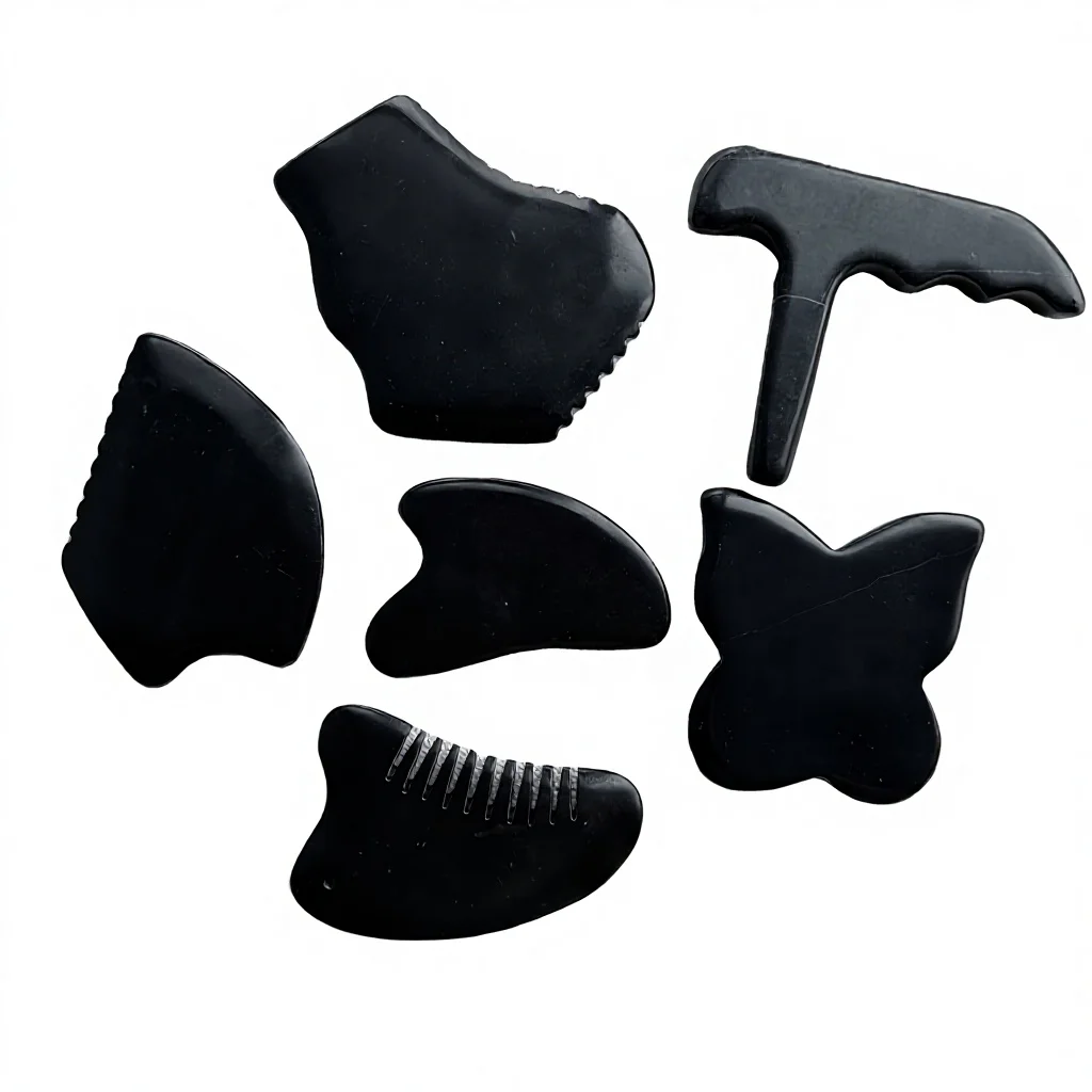 Zenjoy Custom Black Bian Stone Oval Gua Sha Massage Tool for Face & Body Therapy Commercial & Home Use