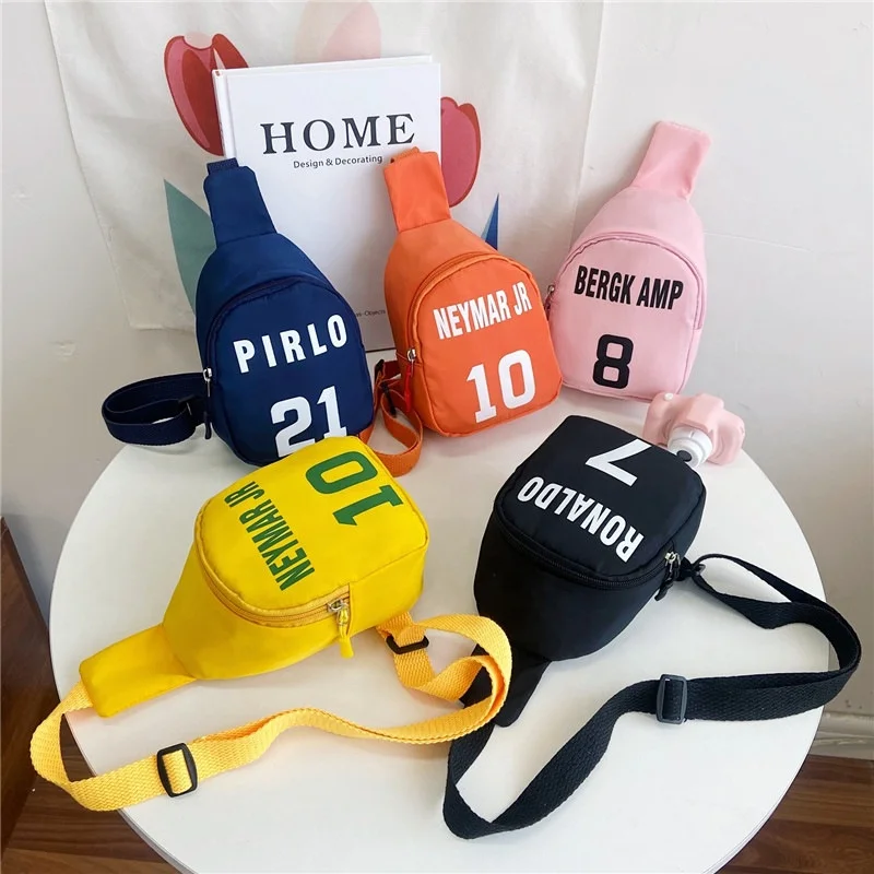 

2021 New Letter Kids Chest Bag Fashion Number Children Girls Boys Crossbody Messenger Bag