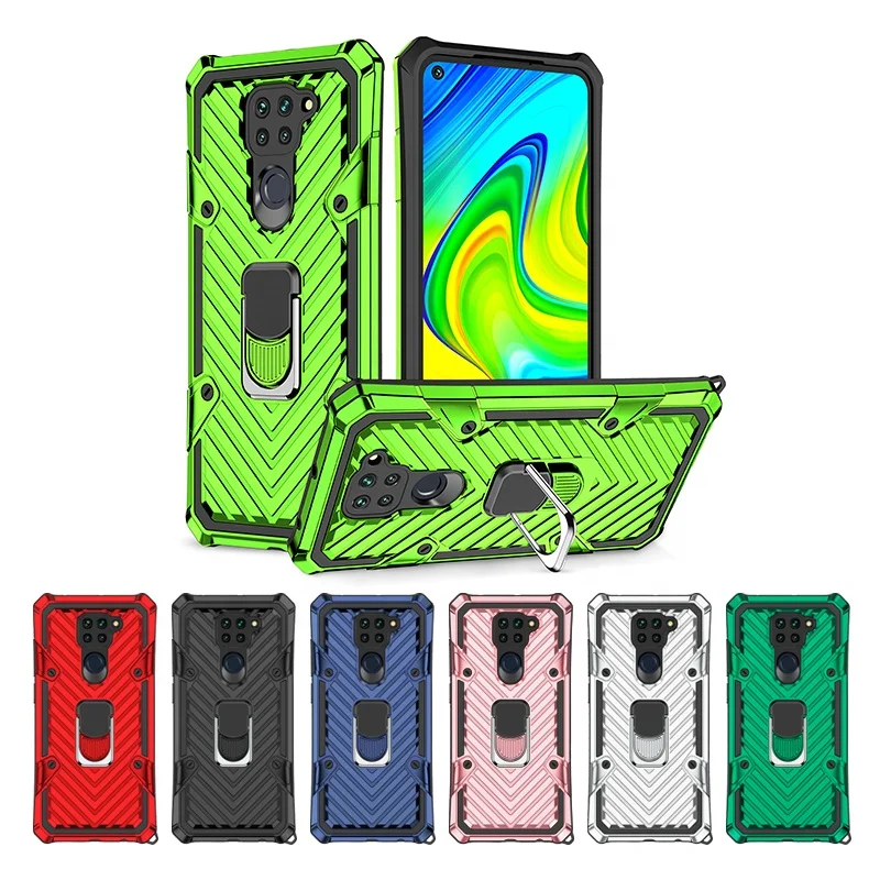 

In Stock TPU PC Rotating Ring Bracket Magnet Car Phone Holder Phone Back Cover Case for Xiaomi/Redmi 9/Note 9/Note 9s, Black, red, rose gold, silver, army green, blue, green